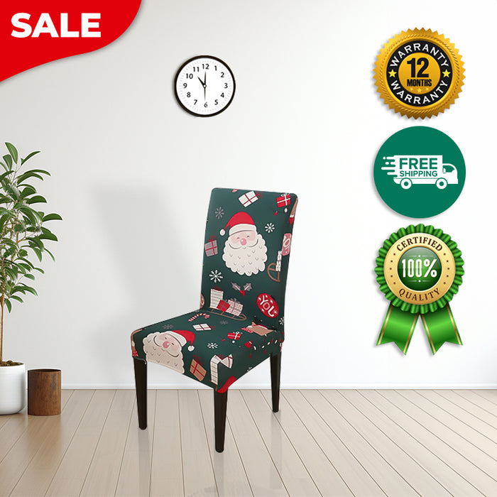 Anyhouz Chair Cover Green Big Santa Head Design with Anti-Dirt and Elastic Material for Dining Room Kitchen Wedding Hotel Banquet Restaurant