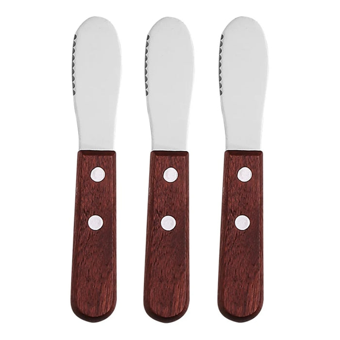 Anygleam Dark Brown 3pcs Wooden Butter Knife Kitchen Food Kitchen Tableware