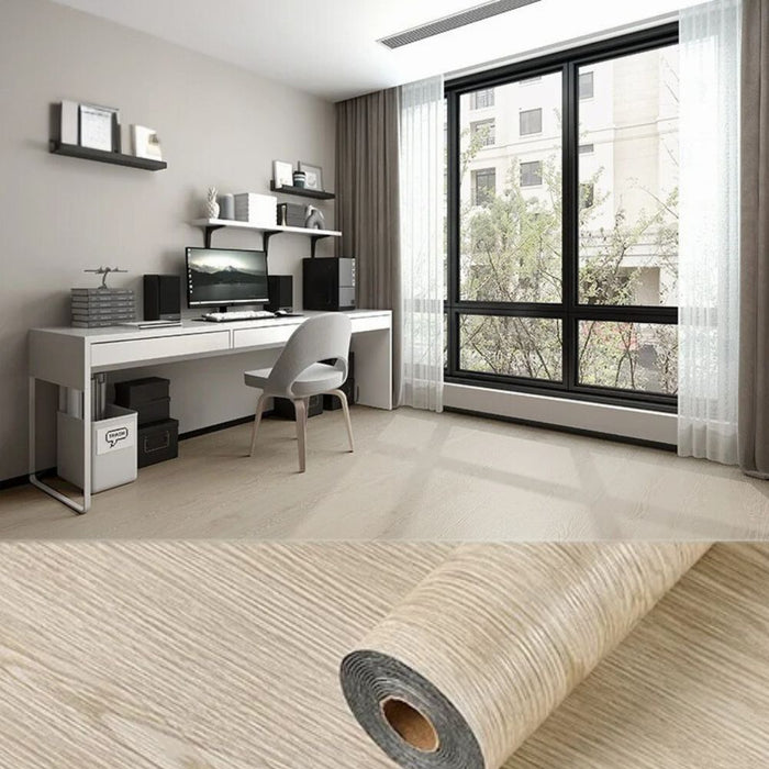 Anyhouz Vinyl Tile Light Beige 40x300cm Wood Grain Wallpaper 3D Self Adhesive Waterproof Floor Sticker Home Decoration