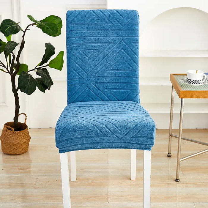 Anyhouz Chair Cover Blue Triangular Design with Elastic Material for Dining Room Kitchen Wedding Hotel Banquet Restaurant