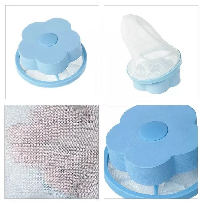 Anyhouz Magic Laundry Ball Blue Flower Shape Sponge Reusable Pet Hair Lint Fiber Catcher Remover Tool For Washing Machine