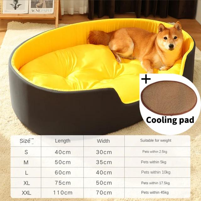 Anywags Pet Bed Black and Yellow With Cooling Pad Double Sided Dog Mat Kennel Soft Fleece Sofa