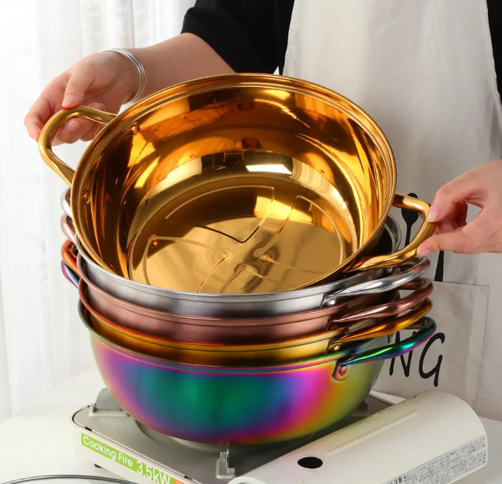 Anygleam Stock Pot Gold Stainless Steel Home Restaurant Cooking Tool Single-Layer Compatible Soup Kitchen Utensils