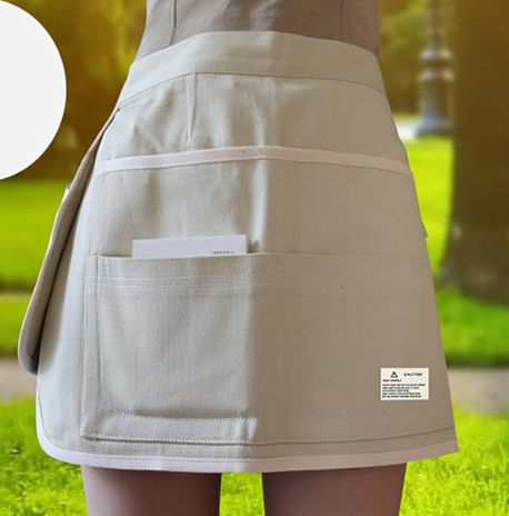 Anyhouz Gardening Apron White Half Waist Canvas Multi Pocket Adjustable Industrial Tools Overalls For Men and Women