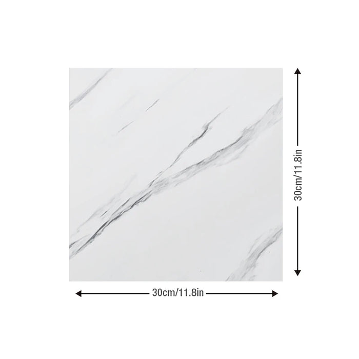 Anyhouz 10pcs Vinyl Tile Self Adhesive Light White Hairline Stain Marble PVC Waterproof 3D Wallpaper Sticker for Home and Office Decor 10pcs