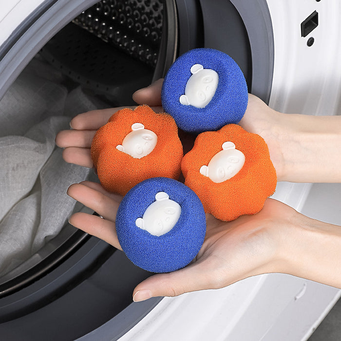 Anyhouz Magic Laundry Ball Orange Panda Sponge Reusable Pet Hair Lint Fiber Catcher Remover Tool For Washing Machine