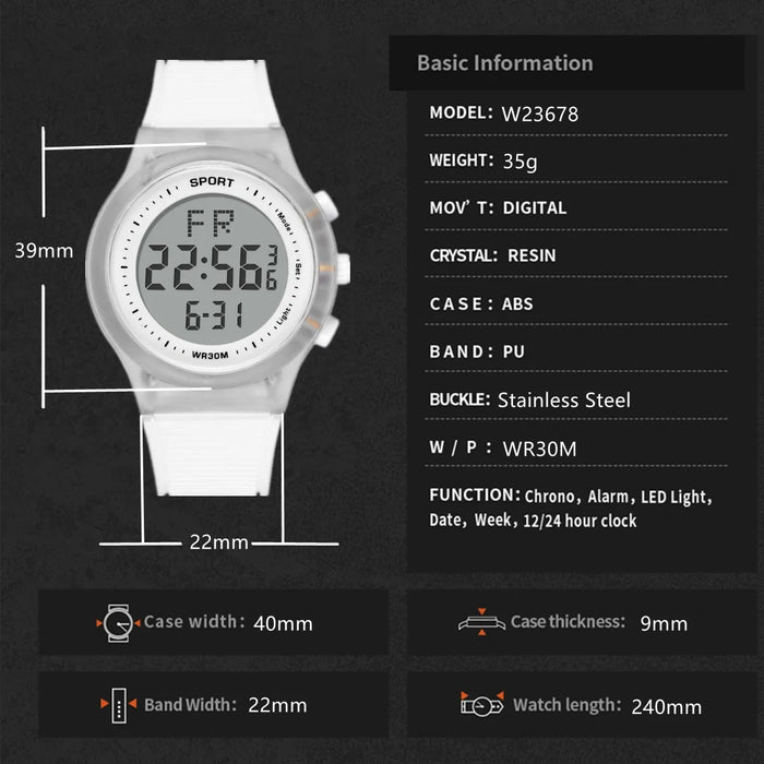 Anyco Watch Grey Sports Waterproof Chronograph LED Light Wristwatch with PU Straps