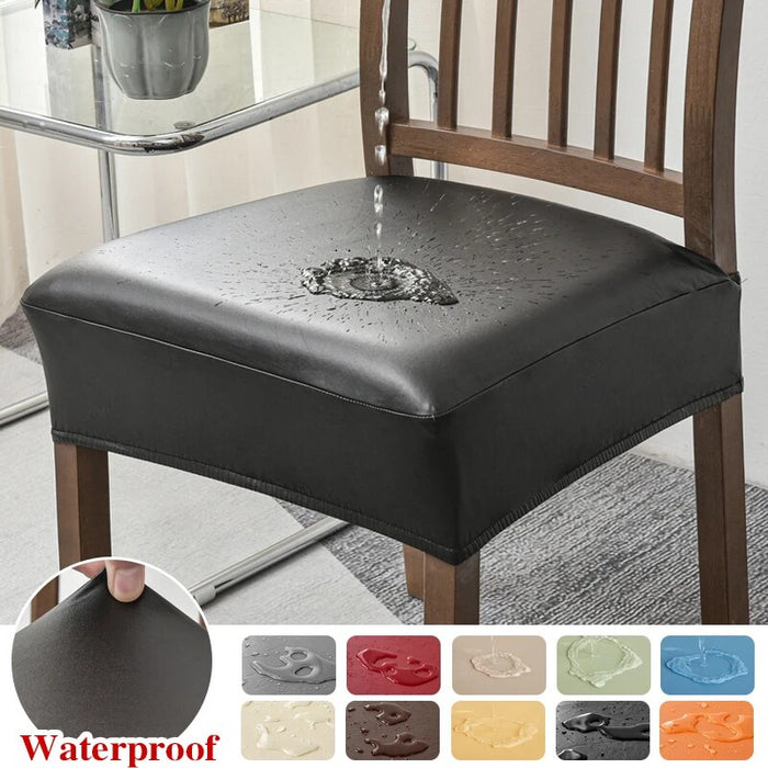 Anyhouz Chair Cover Coffee PU Leather Seat Slipcover Chair Cover for Kitchen Hotel Banquet Dining Living Room