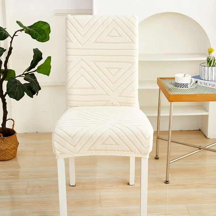 Anyhouz Chair Cover Beige Triangular Design with Elastic Material for Dining Room Kitchen Wedding Hotel Banquet Restaurant