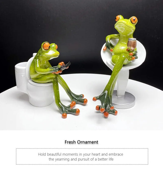 Anyhouz Home Figurine Nordic Bathtub Frog Resin for Living Room Desktop Decoration Accessories Gifts