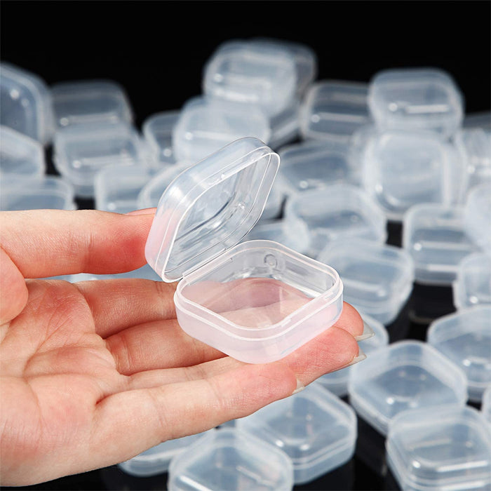 Anyhouz Jewelry Storage Containers Box 100pcs Transparent Portable Pill Medicine Holder Storage Organizer Jewelry Packaging for Earrings Ring