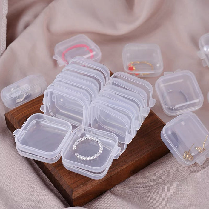 Anyhouz Jewelry Storage Containers Box 100pcs Transparent Portable Pill Medicine Holder Storage Organizer Jewelry Packaging for Earrings Ring