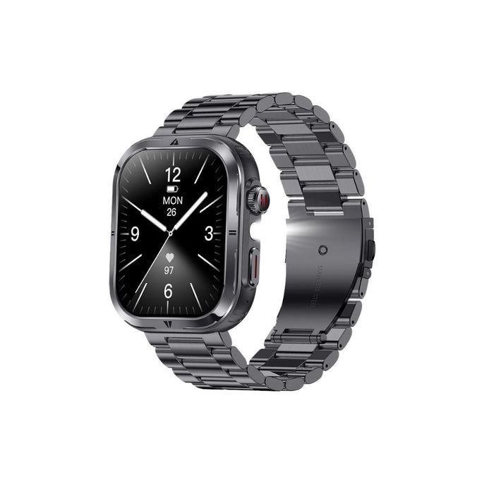 Anyco Smartwatch Metal Link Band Bluetooth Call Waterproof Fitness Tracker For Men