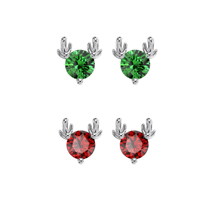 Anyco Earrings 925 Silver with Crystal Rhinestone Reindeer Fashion Accessories For Women