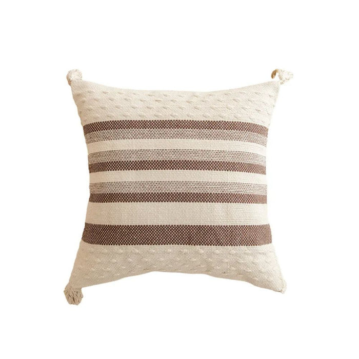 Anyhouz Pillowcase Striped Tassel Embroidered Decorative Cushion Cover