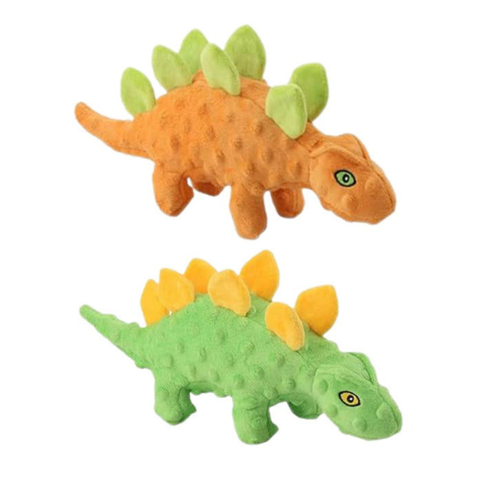 Anywags Pet Toys Yellow Green Plush Stegosaurus Squeaky Teething Chews For Puppies