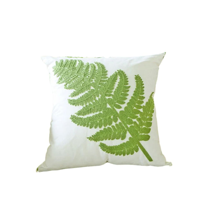 Anyhouz Pillowcase White Fern Leaf Embroidered Decorative Cushion Cover