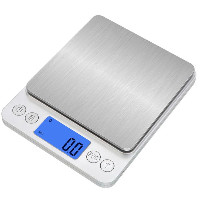 Anygleam Silver Rechargeable Stainless Kitchen Scale 10Kg Accurate Measure Electronic Portable Digital Display