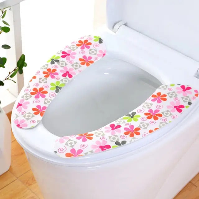 Anyhouz Toilet Seat Cover Big Flower Pattern Washable Mat Bathroom Pad Cushion Toilet Seat Bidet Toilet Cover Accessories