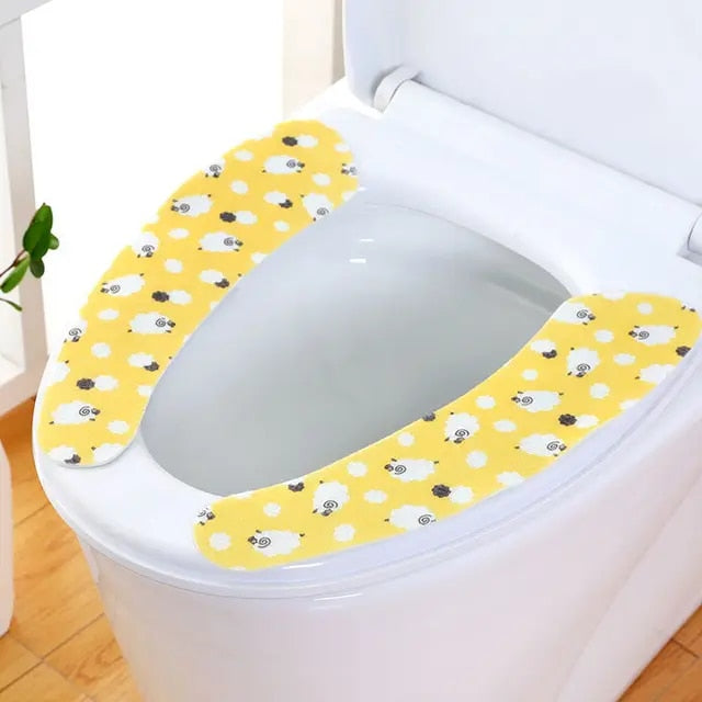 Anyhouz Toilet Seat Cover Yellow Lamb Pattern Washable Mat Bathroom Pad Cushion Toilet Seat Bidet Toilet Cover Accessories