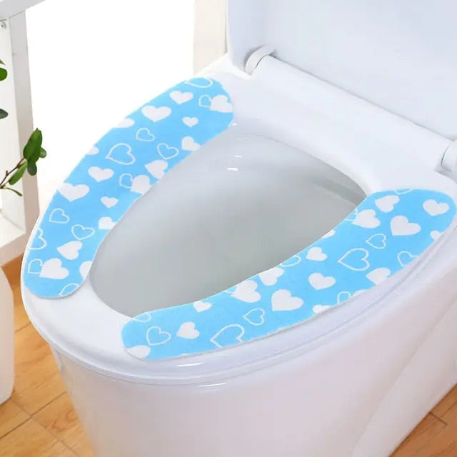 Anyhouz Toilet Seat Cover Blue Love Pattern Washable Mat Bathroom Pad Cushion Toilet Seat Bidet Toilet Cover Accessories