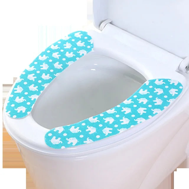 Anyhouz Toilet Seat Cover Blue Elephant Pattern Washable Mat Bathroom Pad Cushion Toilet Seat Bidet Toilet Cover Accessories