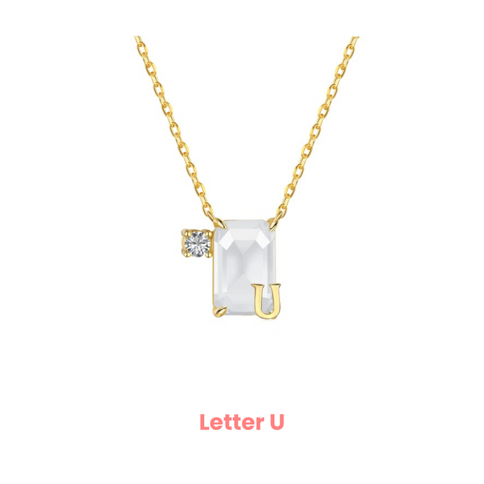 Anyco Necklace 925 Silver White Gradient Initial Pendant with Zircon 5A Gift Jewelry for Women