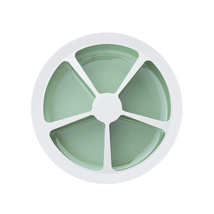 Anyhouz Food Container Green Round Grid Flower Shape Fruit Plate