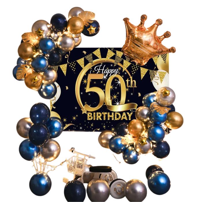 Anyparty Balloons 50th Birthday Metallic Garland Kit With Backdrops Party Decor