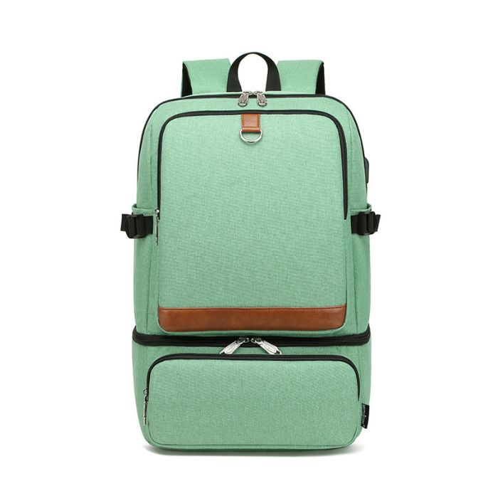 Anypack Backpack Green Waterproof With USB Charging Port Insulated Compartment Bag