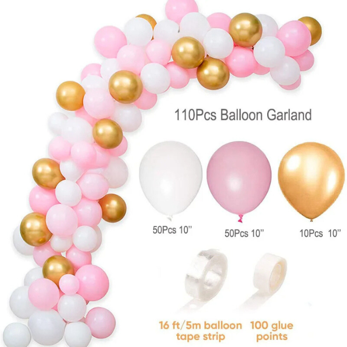 Anyparty Balloons Pink White 110Pcs Table Garland Arch Party Decor