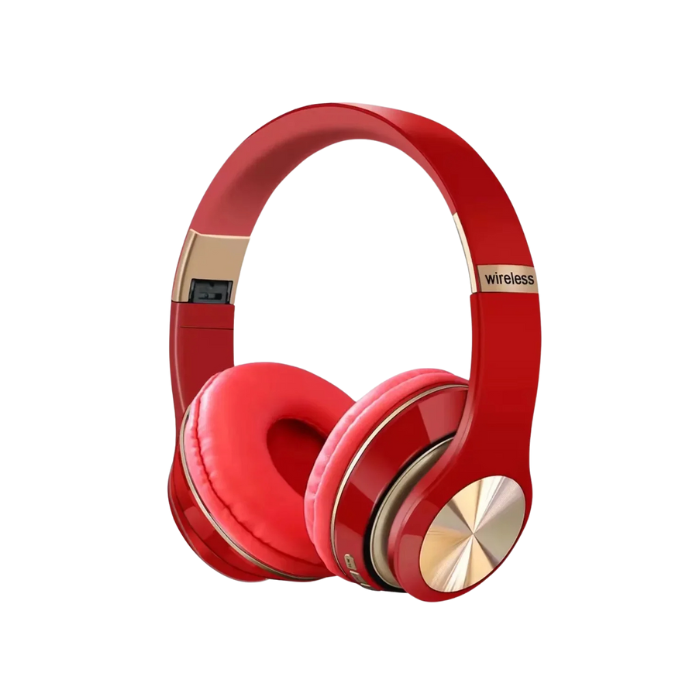 Anymob Headphone Red T5 Bluetooth Wireless Noise Canceling With Microphone Headsets