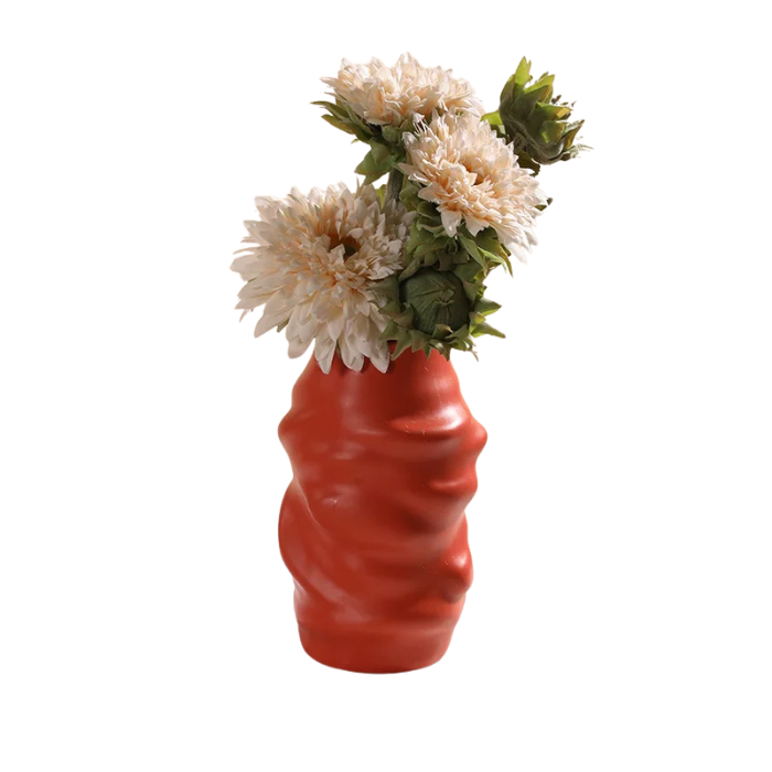 Anyhouz Flower Vase Red Medium Melting Style Nordic Pot Home Decor