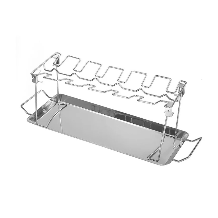 Anygleam Barbecue Grill Rack Holder With Tray Stainless Steel Oven Roaster Stand