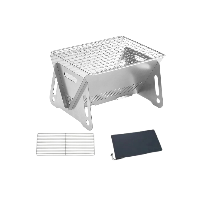 Anygleam Barbecue Grill Small Stainless Steel Foldable Charcoal Stove Rack