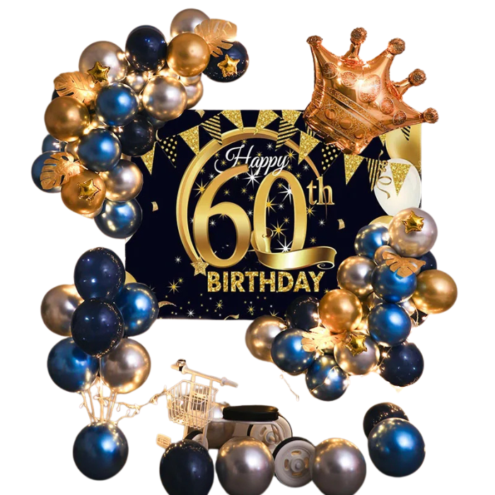 Anyparty Balloons 60th Birthday Metallic Garland Kit With Backdrops Party Decor