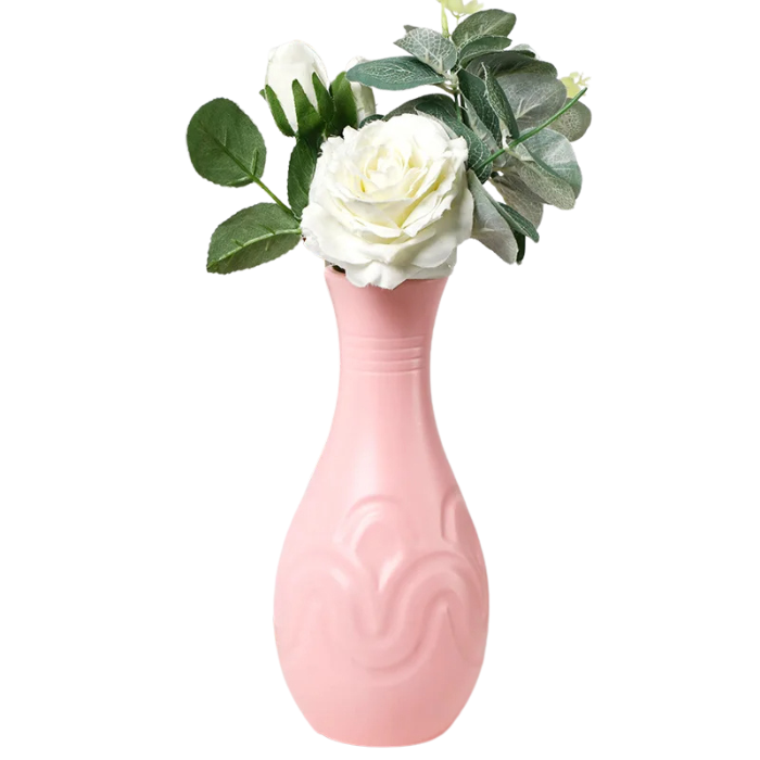 Anyhouz Flower Vase Pink Small Wave Lines Pattern Nordic Pot Home Decor