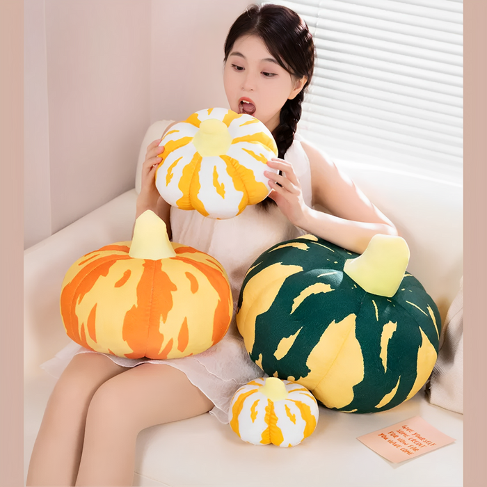 Anyhouz Throw Pillow Yellow Orange Pumpkin Cotton Plush Decorative Home Cushion