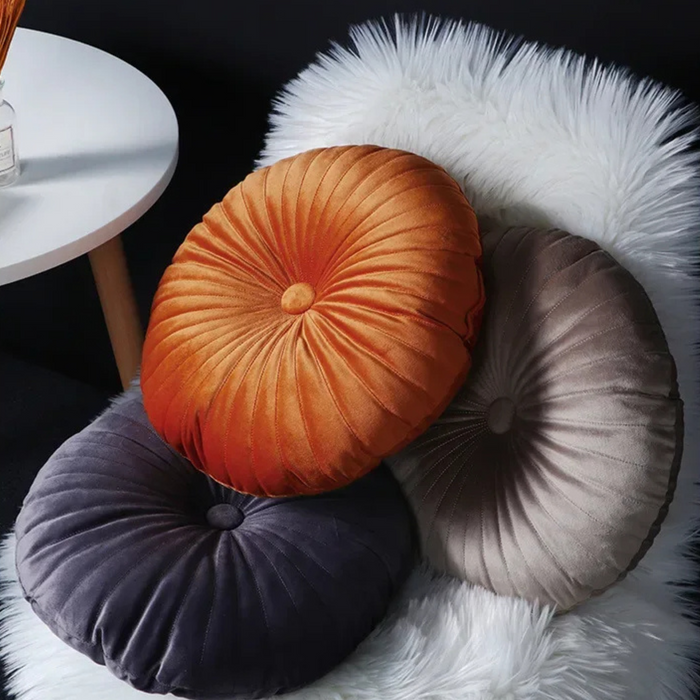 Anyhouz Throw Pillow Round Velvet Pumpkin Decorative Cushion Home Decor