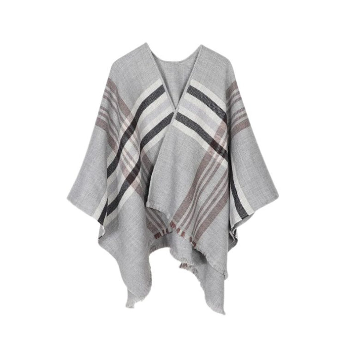 Anyyou Scarf Gray Black Cashmere Poncho Winter Blanket Shawl Tassel Bandana