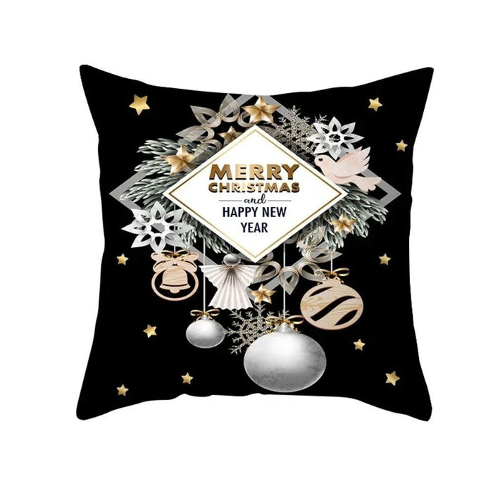 Anyhouz Pillowcase Black Festive Christmas Diamond Print Cotton Polyester Cushion Cover