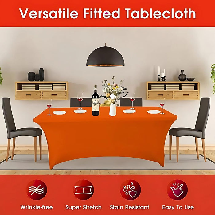 Anyhouz Tablecloth Black Stretch Spandex Rectangle Fitted Table Cover Home Party Decoration