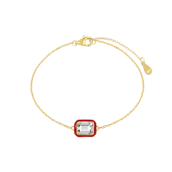 Anyco Bracelet 18K Gold Plated 925 Silver Rectangle Clear Gemstone with Zircon 5A Jewelry for Women