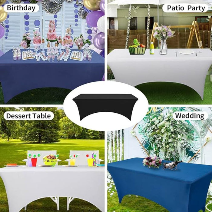 Anyhouz Tablecloth Black Stretch Spandex Rectangle Fitted Table Cover Home Party Decoration