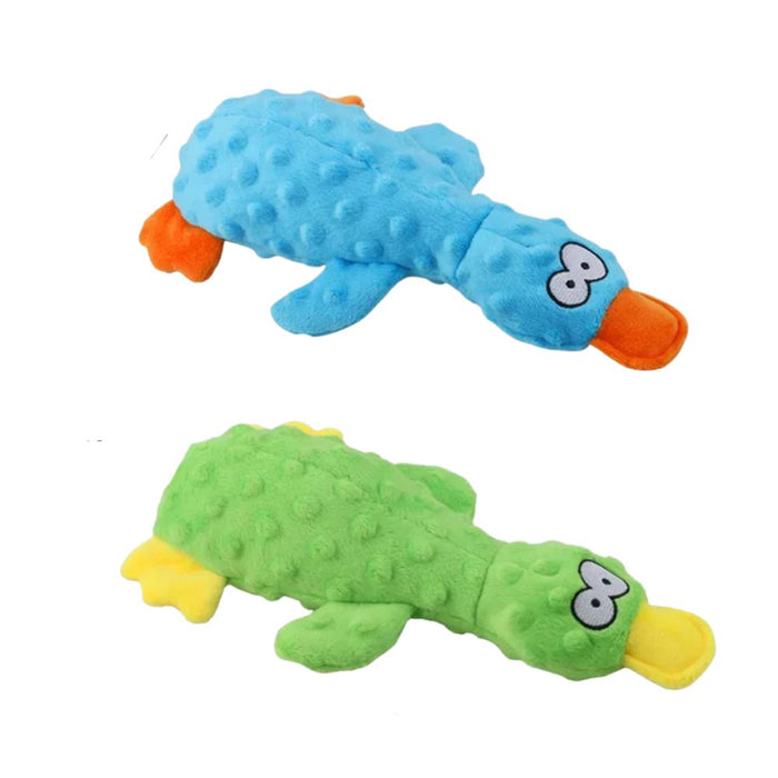 Anywags Pet Toys Plush Duck Squeaky Teething Chews For Puppies