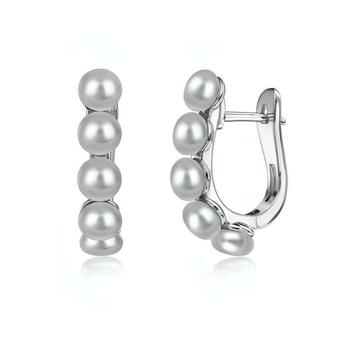 Anyco Earrings 925 Silver Pearl Cluster Huggie Hoop Fashion Accessories for Women