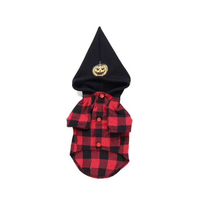 Anywags Pet Clothes Black And Red Plaid Shirt With Cape Dog Cat Outfit Holiday Costume Accessories