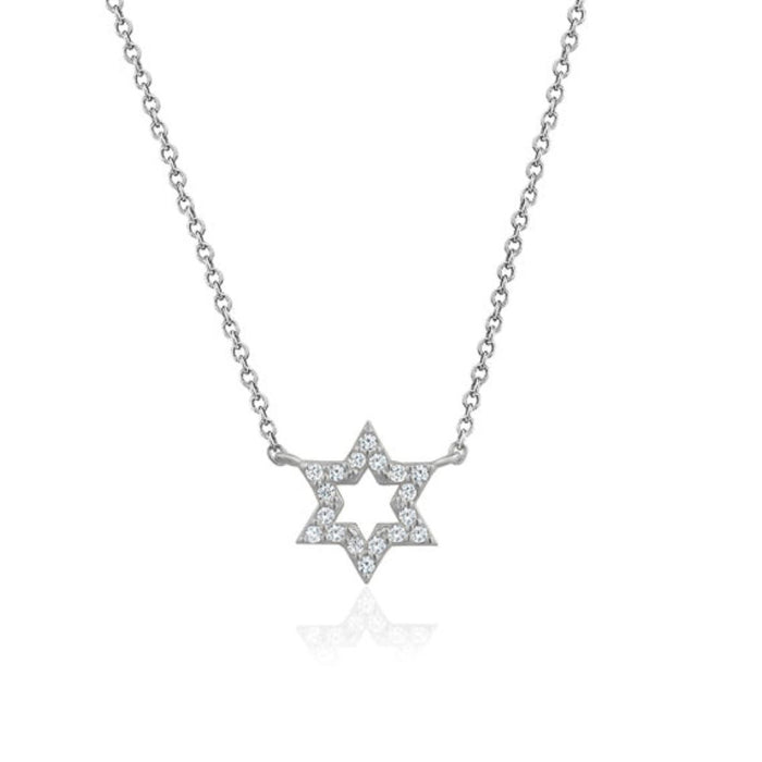 Anyco Necklace Plated 925 Silver Star of David Pendant with Diamond Gift Jewelry