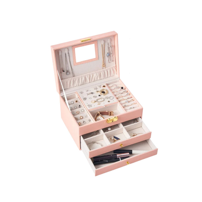 Anyhouz Jewelry Box Three Layer Multifunctional Storage for Necklaces Earrings Rings