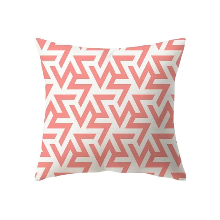 Anyhouz Pillowcase Coral White Geometric Cotton Polyester Cushion Cover